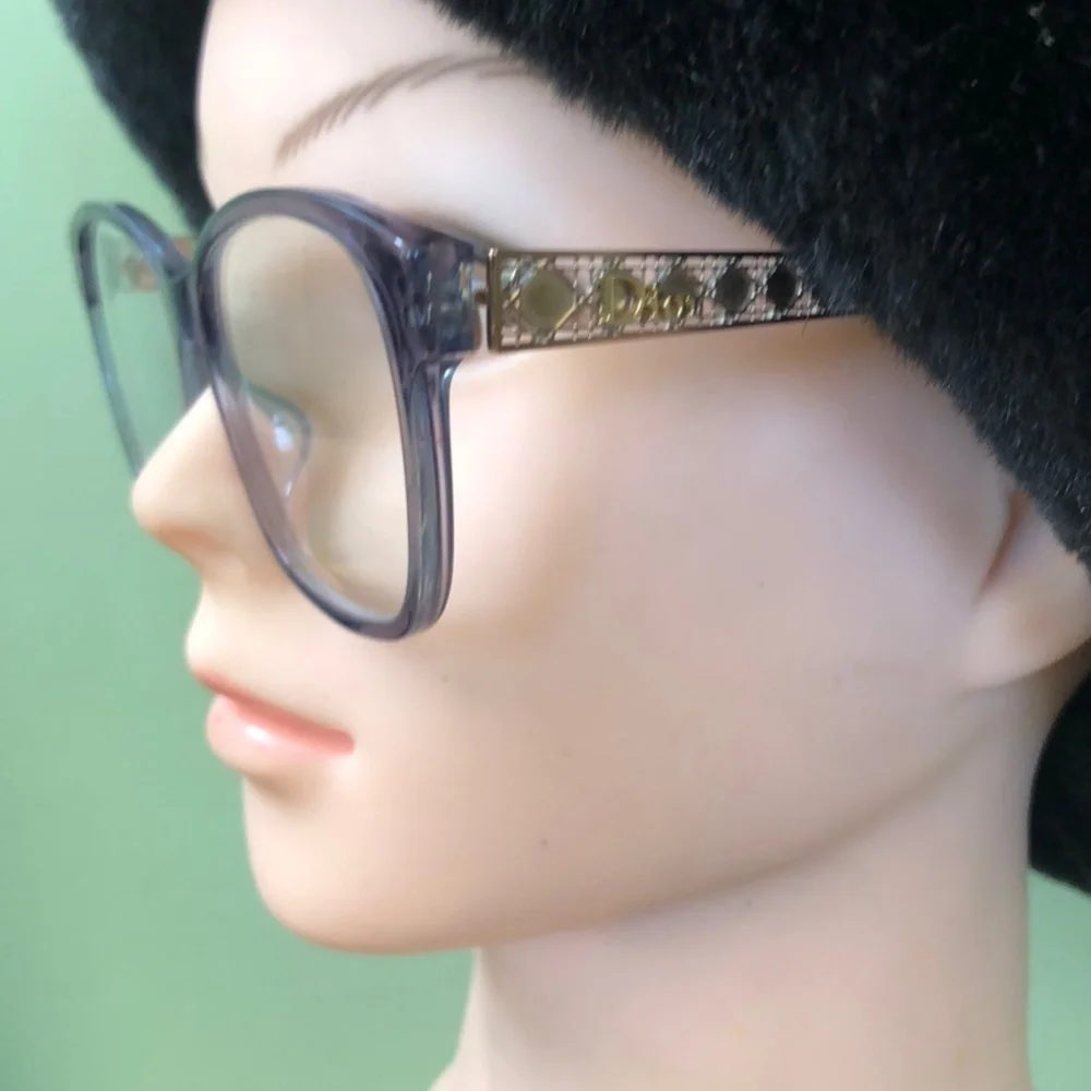 Christian Dior Diorama O5 Eyeglasses Crystal Blue Gold Black - Women's / COA